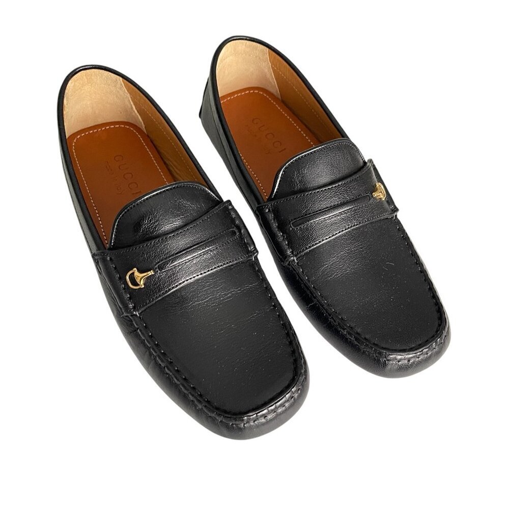 Gucci Mens Black Leather Quentin Moccasin, 752621, Gucci Size Uk 6